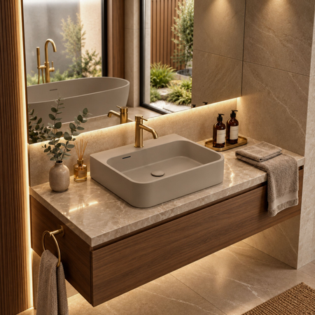 Umywalka BELORIA Solid Surface Mocca Mousse