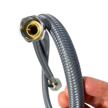 Balneo PEX connection hose in grey braid 1/2" x 3/8" 60 cm
