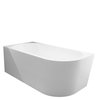 Left-Hand Corner Freestanding Balneo AVOLA Bathtub, 150 × 75 cm, White Acrylic with Stainless Steel Frame and 6 Stabilizing Feet, including Overflow and White Plug