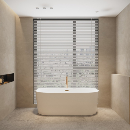 Balneo VIVA wall-mounted freestanding bathtub, white, 170 x 80 cm, acrylic, with stainless steel frame and 6 stabilizing legs, overflow, and copper click-clack drain