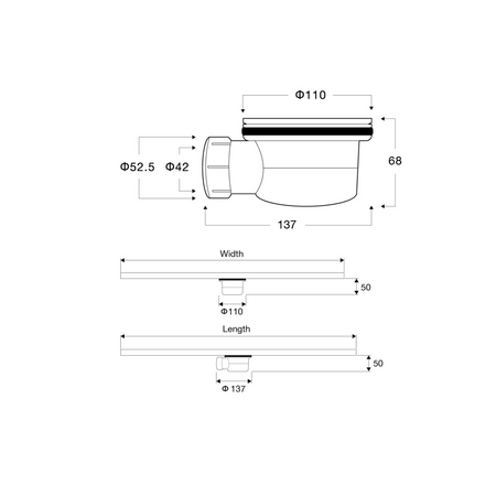 Shower tray siphon for Balneo Stone Tray 68 mm