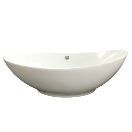Umywalka nablatowa Balneo Zerra 59 x 39 cm biała ceramiczna z przelewem w kolorze chrom