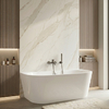 Freestanding bathtub wall-mounted Balneo VIVA NO RIM 170 x 80 cm white acrylic with frame made of stainless steel and 6 stabilizing legs with overflow and white plug