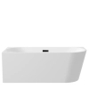 Left Corner Freestanding Bathtub Balneo AVOLA 170 x 80 cm White Acrylic with Stainless Steel Frame and 6 Stabilizing Legs with Black Overflow and Drain Plug