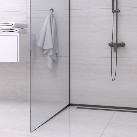 Listwa spadkowa Balneo czarna podłogowa lewa 120 cm