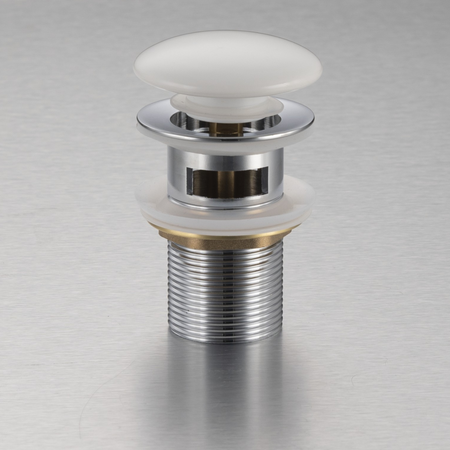 Brass washbasin stopper Balneo Klik Klak A white with overflow with ceramic head