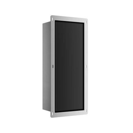 Schowek na szczotkę WC Balneo Wall Box Brush S Black Glass lewy wbudowany w ścianę ze stali nierdzewnej