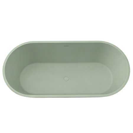 Freestanding bathtub VALIA Solid Surface Pistachio Cream with siphon and plug