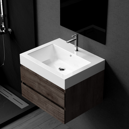 Umywalka nablatowa Balneo Roxy 60 x 50 biała z konglomeratu