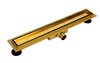 Linear drain floor Balneo Duplex Next Gold 90 cm gold double-sided made of stainless steel brushed with low trap and deep sediment trap