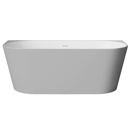 Freestanding bathtub wall-mounted Balneo VIVA NO RIM 150 x 75 cm white grey acrylic with frame made of stainless steel and 6 stabilizing legs with overflow and white plug
