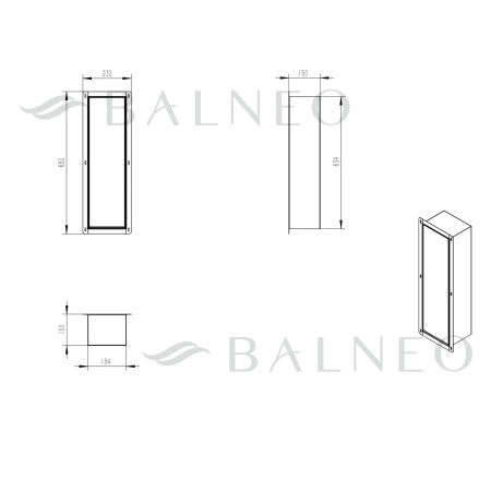 Schowek na szczotkę WC Balneo Wall Box Brush L White Glass lewy do wbudowania w ścianę ze stali nierdzewnej