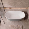 Freestanding bathtub Balneo PARMA NO RIM 170 x 72 cm white grey acrylic with frame made of stainless steel and 6 stabilizing legs with overflow and white plug