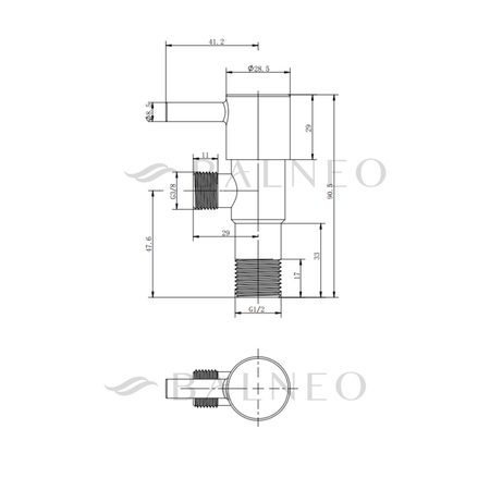 Angle valve with ceramic head model 1 INOX 1/2 x 3/8