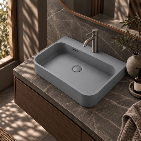 Washbasin BELORIA Solid Surface Cemento Raw