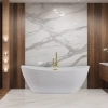 Balneo PARMA freestanding bathtub 170 x 72 cm, white acrylic with a stainless steel frame and 6 stabilizing legs, featuring an overflow and gold drain