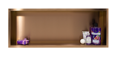 Półka wnękowa Balneo Wall Box One Copper 90 x 30 x 10 cm miedziana ze stali nierdzewnej z kołnierzem