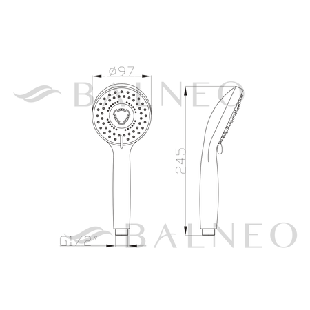 Balneo Cascade model 3 black shower handset