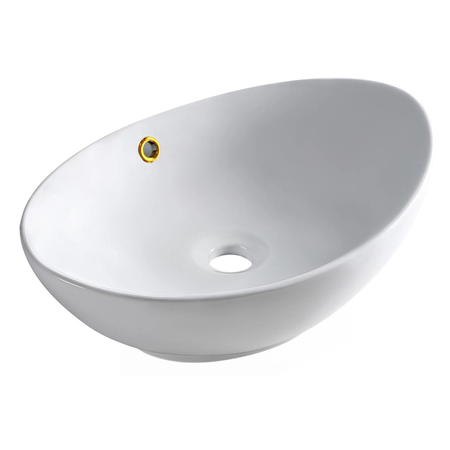 Balneo Zerra 59 × 39 cm White Ceramic Countertop Basin with Gold-Colored Overflow