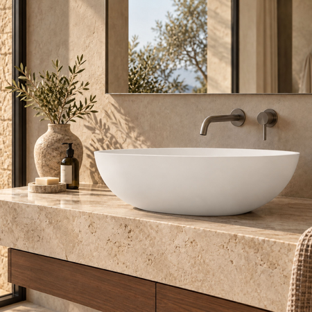 Washbasin SOVELIA Solid Surface Coco White