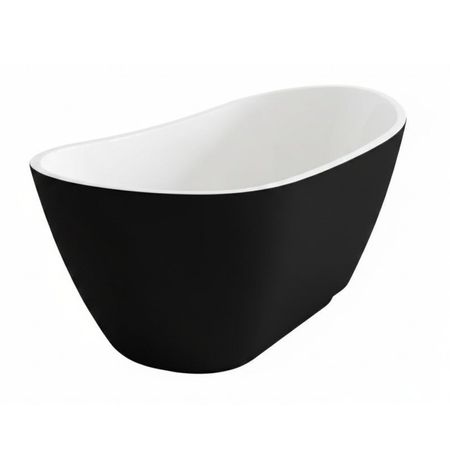 Freestanding bathtub Balneo PARMA NO RIM 170 x 72 cm white black acrylic with frame made of stainless steel and 6 stabilizing legs with overflow and white plug