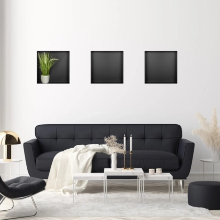 Balneo Wall Box No rim Black 30 x 30 x 10 cm black stainless steel recessed shelf without collar