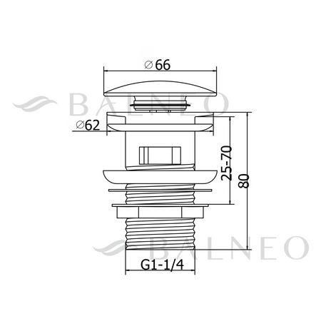 Brass basin click-clack plug Balneo Klik Klak A white with overflow and ceramic head