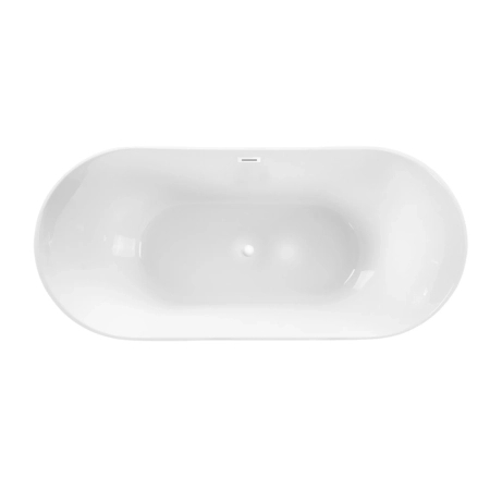 Balneo PARMA freestanding bathtub 170 x 72 cm, white acrylic with a stainless steel frame and 6 stabilizing legs, featuring an overflow and white drain