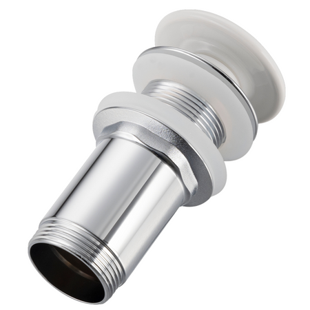 Brass washbasin stopper Balneo Klik Klak C white without overflow with ceramic head