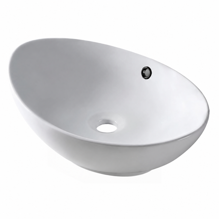 Balneo Zerra 59 × 39 cm white ceramic countertop basin with black overflow.
