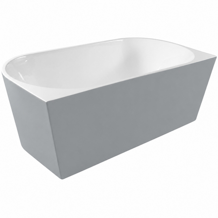 Wanna wolnostojąca przyścienna Balneo VIVA NO RIM 170 x 80 cm biało szara akrylowa z ramą ze stali nierdzewnej i 6 nóżkami stabilizującymi z przelewem i białym korkiem
