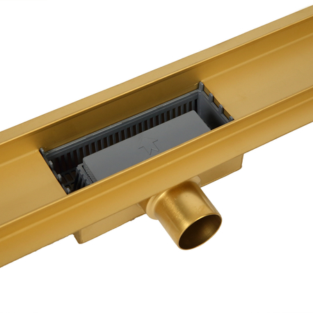 Odpływ liniowy podłogowy Balneo Duplex Next Mirror Gold 90 cm złoty dwustronny ze stali nierdzewnej z niskim syfonem i głębokim osadnikiem