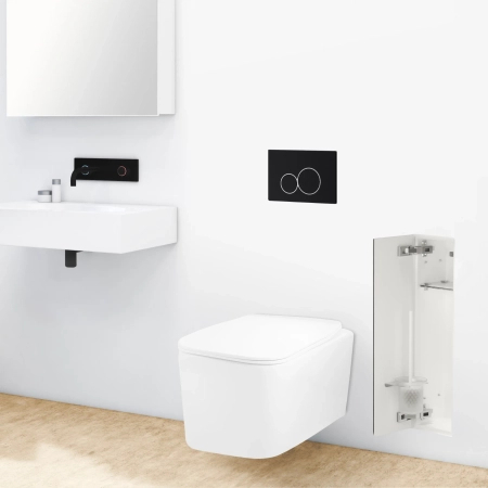 WC Brush Holder Balneo Wall Box L, White Glass, Left, Recessed Wall Installation, Stainless Steel
