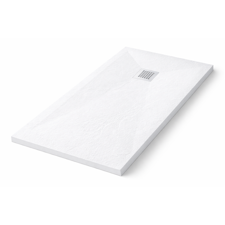 Composite Shower Tray Balneo Stone Tray 140 x 80 x 2.5 cm, Low-Profile Rectangular, White