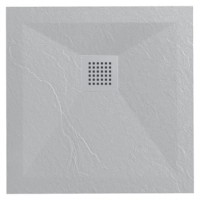 Brodzik kompozytowy Balneo Stone Tray 80 x 80 x 2,5 cm jasnoszary niski kwadratowy