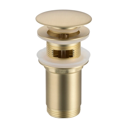 Balneo Brass Click-Clack C Sink Drain Plug with Overflow – Brushed Gold