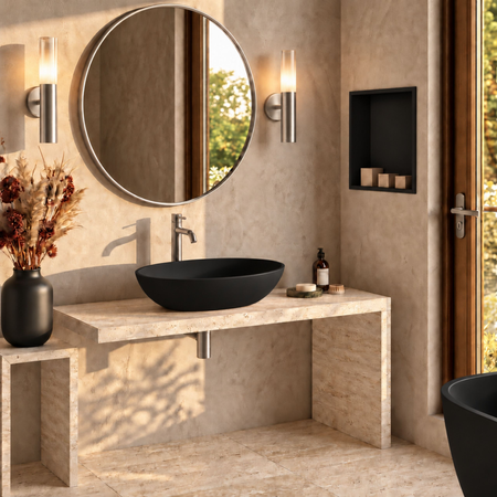 Washbasin SOVELIA Solid Surface Carbon Black