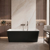 Freestanding bathtub Balneo ROMA NO RIM 170 x 80 cm white black acrylic with frame made of stainless steel and 6 stabilizing legs with overflow and white plug
