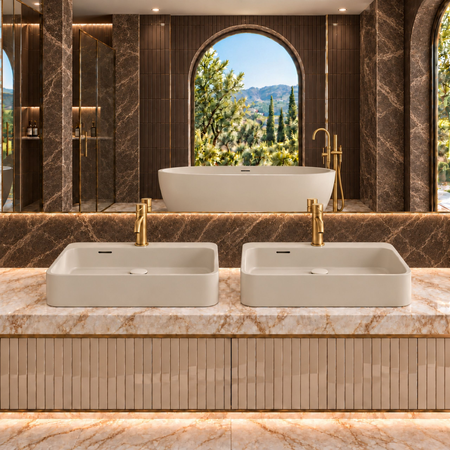 Washbasin BELORIA Solid Surface Cashmere Dune