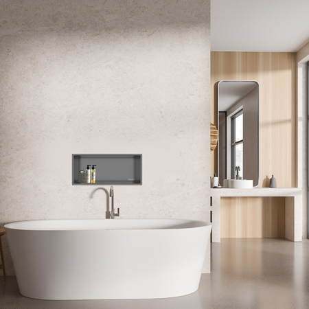 Balneo Wall Box One Gun Metal 45x20x10 cm stainless steel recessed shelf with flange