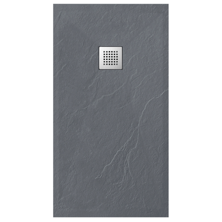 Balneo Stone Tray Composite Low-Profile Rectangular Shower Tray 100 × 90 × 2.5 cm, Dark Gray