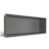 Balneo Wall Box One Gun Metal Recessed Shelf, 90 × 30 × 10 cm, Brushed Stainless Steel with Flange