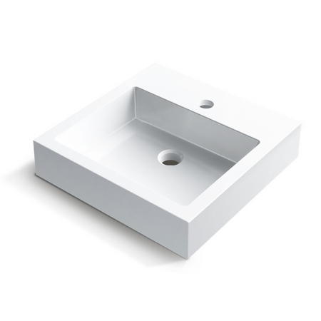 Umywalka nablatowa Balneo Vera 40 x 40 biała z konglomeratu