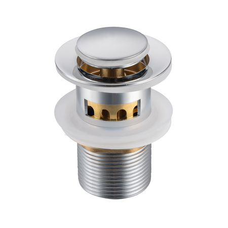 Korek umywalkowy mosiężny Balneo Klik Klak G chrom z koszyczkiem i przelewem