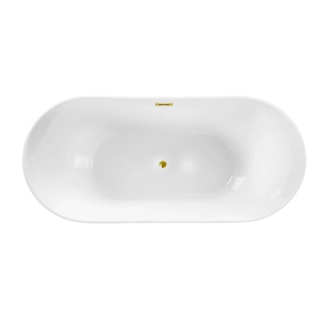 Balneo PARMA freestanding bathtub 170 x 72 cm, white acrylic with a stainless steel frame and 6 stabilizing legs, featuring an overflow and mirror gold drain