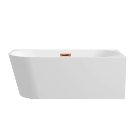 Wanna wolnostojąca narożna prawa Balneo AVOLA 170 x 80 cm biała akrylowa z ramą ze stali nierdzewnej i 6 nóżkami stabilizującymi z przelewem i korkiem miedzianym
