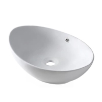 Umywalka nablatowa Balneo Zerra 59 x 39 cm biała ceramiczna z przelewem w kolorze chrom
