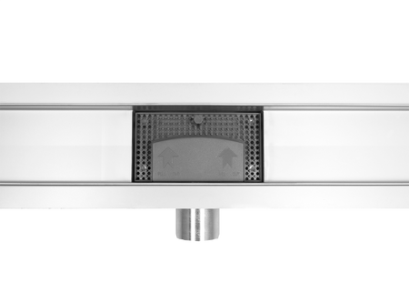 Odpływ liniowy podłogowy Balneo Duplex Standard 90 cm dwustronny ze stali nierdzewnej szczotkowanej z niskim syfonem