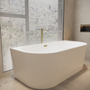 Balneo VIVA wall-mounted freestanding bathtub, white, 150 x 75 cm, acrylic, with stainless steel frame and 6 stabilizing legs, overflow, and gold click-clack drain