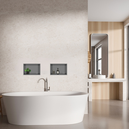 Balneo Wall Box One recessed shelf, gun metal, 30×20×10 cm, stainless steel with flange